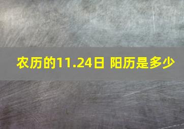 农历的11.24日 阳历是多少